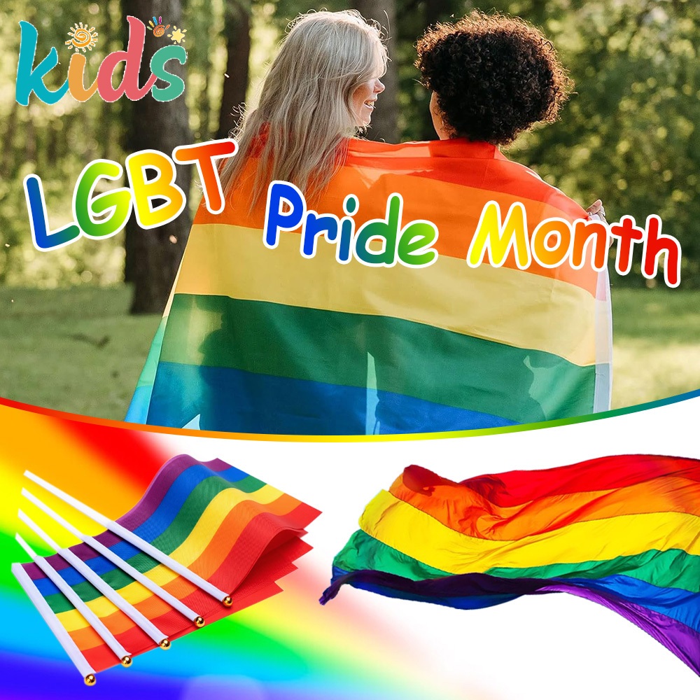 Kids ⚡พร้อมส่ง⚡ ธง หลากหลายทางเพศ LGBT ขนาด lgbt flag ธงสีรุ้ง  สีรุ้ง 🏳‍🌈 Pride Month 🏳‍🌈