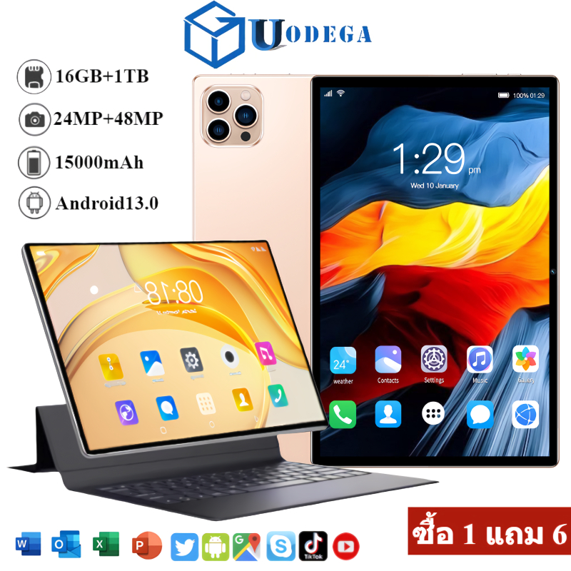 🔥ซื้อ 1 แถม 6🔥 UODEGA Tap V62 แท็บเล็ตหน้าจอ12 นิ้วFull HD Android12 รองรับ 2 ซิมการ์ด แท็บเล็ตเล่นเ