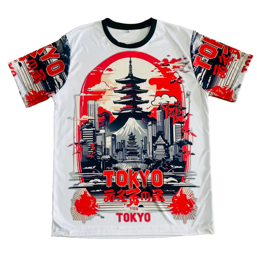 เสื้อยืดลาย Tokyo สีขาวแดง ลายใหม่ล่าสุด