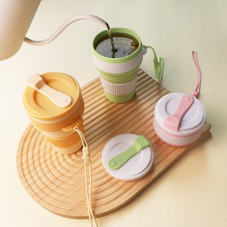 แก้วน้ำซิลิโคนพับได้ถ้วยกาแฟทนอุณหภูมิสูงแก้วพับได้แบบพกพาสำ…