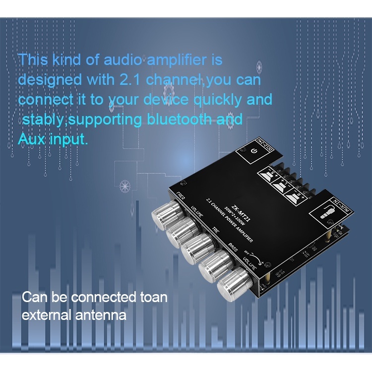 แอมป์จิ๋ว ZK MT21 แอมจิ๋ว บลูทู ธ 5.0 ซับวูฟเฟอร์เครื่องขยายเสียง กำลังขับ 2*50W + ซัพ 100W ซิฟ ระบบ 2.1ch