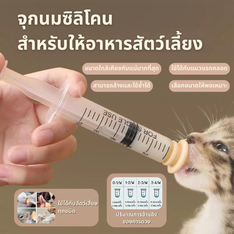 จุกนมแมว ขวดนมลูกแมว กระรอก ซิลิโคนเกรดอาหาร