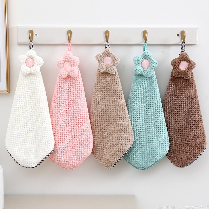 พร้อมส่ง !! ผ้าเช็ดมือแบบแขวน ผ้าเช็ดจาน ผ้าเช็ดมือขนาดเล็กลายดอกไม้น่ารัก