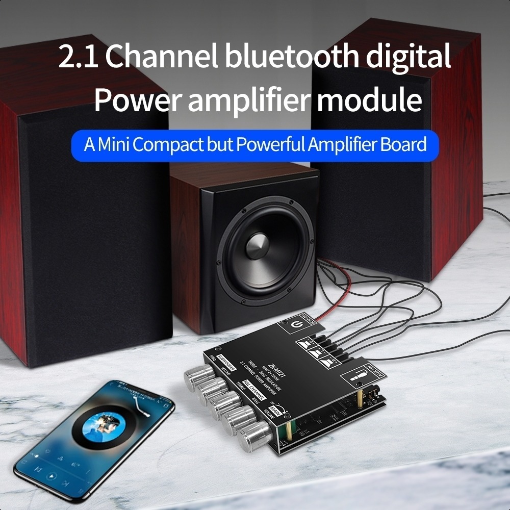 ZK-MT21 2.1 ช่องบลูทูธ 5.0 ซับวูฟเฟอร์เครื่องขยายเสียง 50WX2 + 100W Power Audio Stereo Board Bass