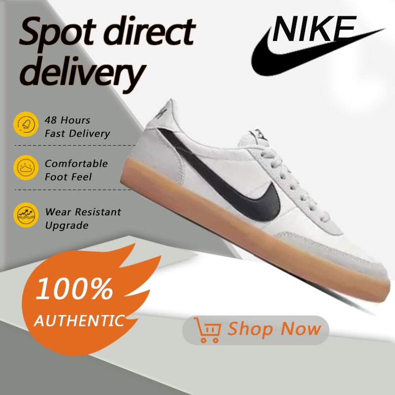 Nike Killshot 2 Lightweight Low Top รองเท้าผ้าใบสีดำและสีขาวของแท้ 100%