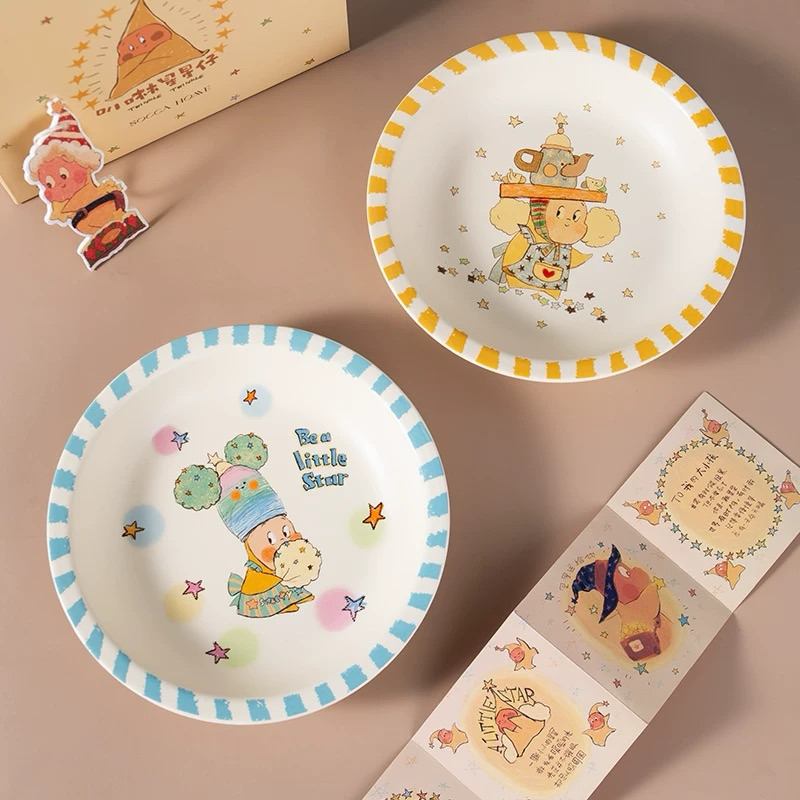 [พร้อมส่ง ลิขสิทธิ์แท้]TWINKLE TWINKLE เซตจานเซรามิค 2 ใบ ลาย twinkle | ใช้กับไมโครเวฟได้