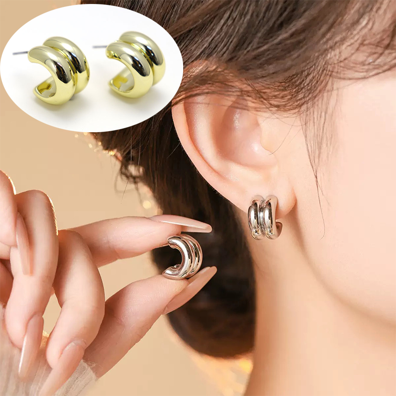 Hot ต่างหูทอง earring ตุ้มหูห่วง ประเภทซี ต่างหูห่วง หรูหรา jewelry accessories สําหรับผู้หญิง สําหรับผู้หญิง 92.5%เข็มเ