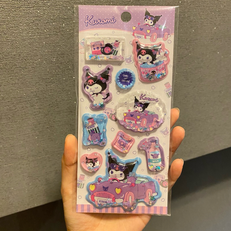 cutiepie-(พร้อมส่ง แท้💯)สติ๊กเกอร์ซานรินูนน้ำ 1แผ่น มีกลิตเตอร์ในน้ำเขย่าได้  แท้ สำหรับติดตกแต่ง