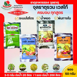 ปุ๋ยธาตุรอง เวสโก้ ( ขนาด 50 กรัม ) จุลธาตุรวม แมกนีเซียม สังกะสี เหล็ก ทองแดง โบรอน จุลธาตุรวม บำรุงต้น