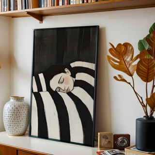 StriPes Girls-ภาพแต่งบ้านกรอบลอย ภาพพิมพ์แคนวาสขึงเฟรมไม้