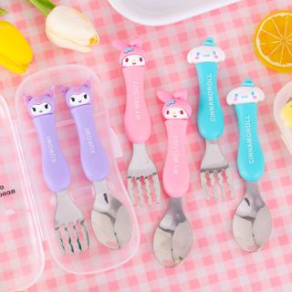 🍴พร้อมส่ง🍴ชุดช้อนส้อมเด็กสแตนเลส 304 ลาย Sanrio รุ่นใหม่ พร้…