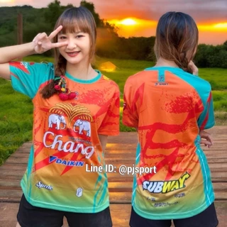 เสื้อกีฬา พิมพ์ลายในเนื้อผ้า เสื้อทีม เสื้อครอบครัว ผ้าไมโครสปอร์ตนุ่มใส่สบาย สีสดใสไม่หลุดลอก