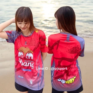 เสื้อกีฬา พิมพ์ลายในเนื้อผ้า เสื้อทีม เสื้อครอบครัว ผ้าไมโครสปอร์ตนุ่มใส่สบาย สีสดใสไม่หลุดลอก