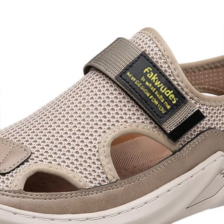 รองเท้าแตะตาข่ายระบายอากาศสำหรับผู้ชาย ดีไซน์คัตเอาท์ สไตล์สปอร์ตแคชชวล พื้นรองเท้าทำจากยางกันลื่น สวมใส่สบาย