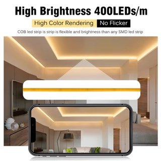 ไฟเส้น LED ไฟเส้นสายยาวรุ่นที่แคบ กว้าง3MM 5MM ความหนาแน่นสูง COB ยืดหยุ่น DC 12V 24V เปลี่ยนฟรี แถบแสงที่สัมผัสได