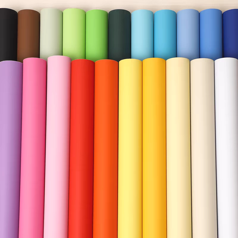 วอลเปเปอร์สีพื้น สติ๊กเกอร์แปะโต๊ะ กาวในตัว ขนาดกว้าง pvc wallpaper