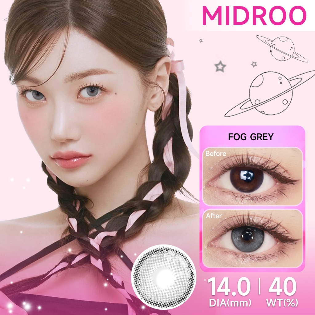 Midroo[COD] คอนแทคเลนส์สี [0.00~6.00] Fog Brown ขนาดมินิ 14.0/14.5mm-1 ค - รูปที่ 2