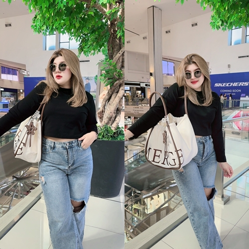 i34 คอกลมครอปแขนยาวสาวอวบ อก 38"-42"-46"