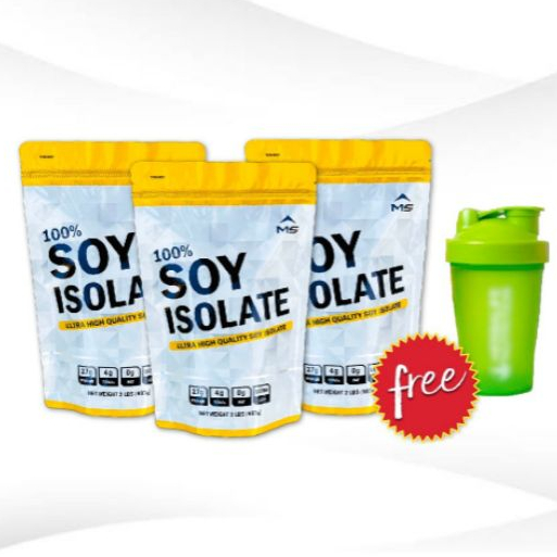 MS SOY PROTEIN ISOLATE (แพ็ก 3 ถุง) + แก้วเชก(คละสี) ซอย โปรตีน ถั่วเหลือง แพ้ WHEYทานได้ โปรตีนพีช