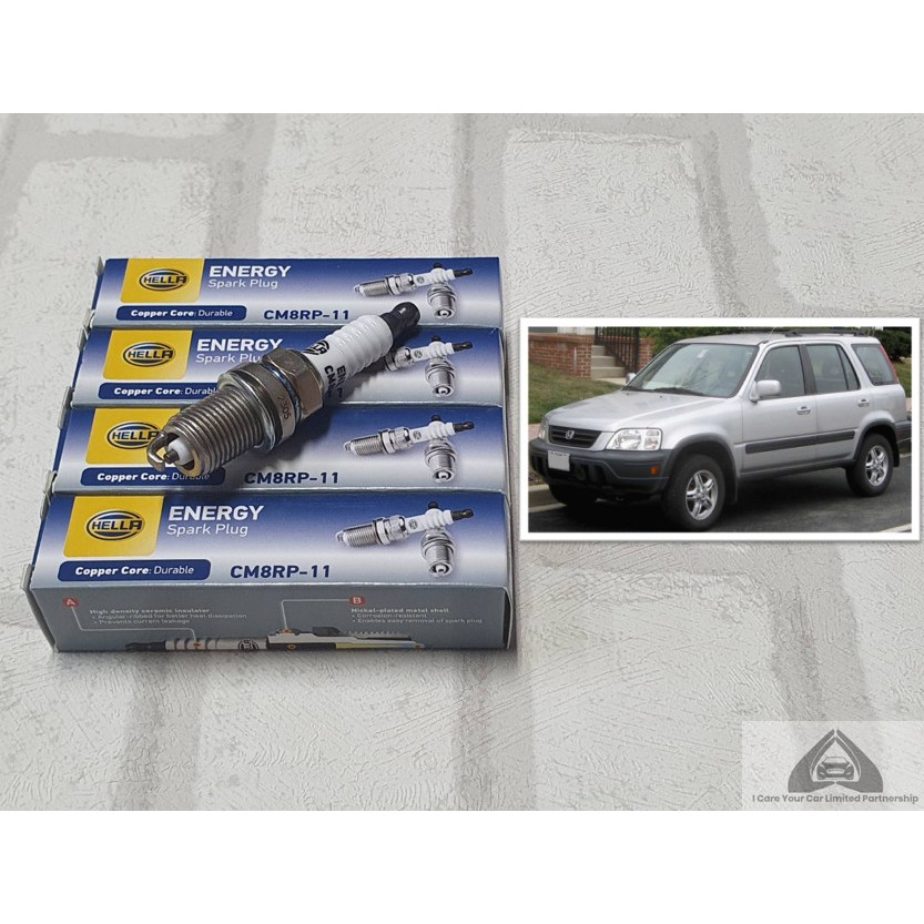 หัวเทียน Honda CRV Gen 1 ( 1996 - 2002 ) รุ่น 2.0 ขั้วนิคเกิ้ล ชุด 4 หัว : Hella CM8RP-11