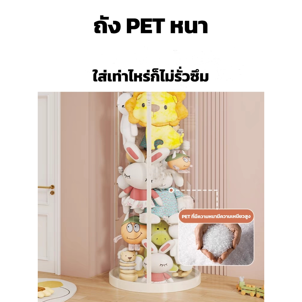Tidy Tots ถังเก็บตุ๊กตาแบบใส มีซิปและกระดุม ผลิตจาก PET+PP ทรงกระบอก ปลอดภัย พร้อมจัดส่งได้ทันที ทรงกระบอก รูปที่ 5
