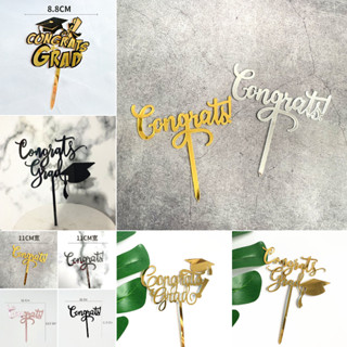 ป้ายปักเค้กวันเกิดอะคริลิค Congrats 🇹🇭 🚚พร้อมส่งในไทย🚚 🇹🇭