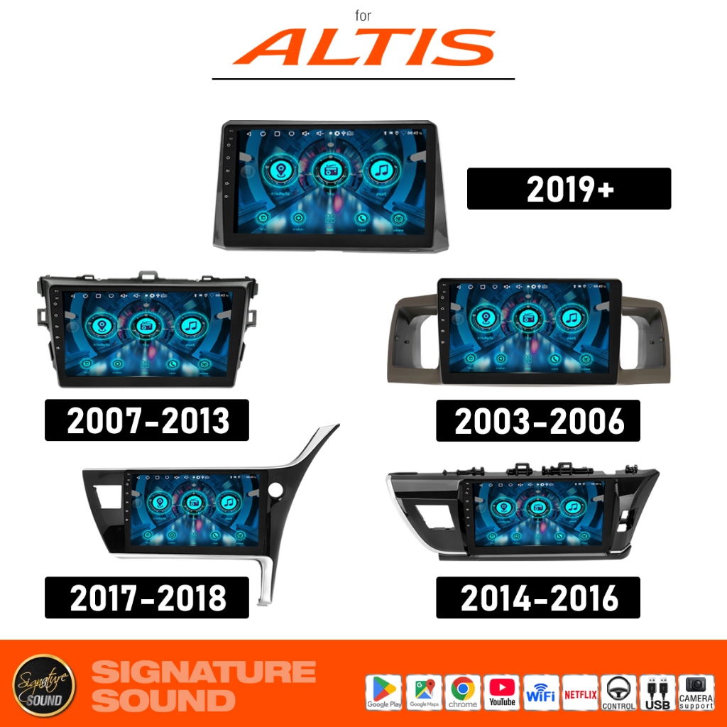 [50MIDNIGHT44] SignatureSound จอ android จอแอนดรอย TOYOTA ALTIS 03-06/07-13/14-16/17-18/2019+ จอรถ