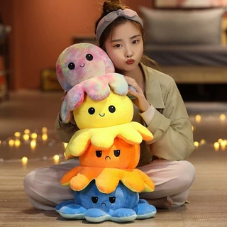 ตุ๊กตาปลาหมึกมหัศจรรย์ เปลี่ยนหน้าได้ เพิ่มสีใหม่มากมาย ตุ๊กตาปลาหมึกยักษ์ที่พลิกกลับด้านได้ หมอนตุ๊กตา ขนาด 20ซม