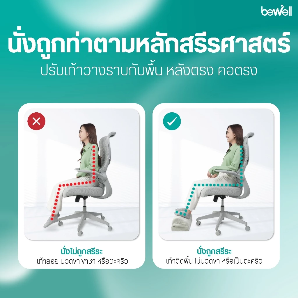 Bewell Ergonomic Footrest ที่วางเท้าเพื่อสุขภาพ ช่วยปรับท่านั่งให้เหมาะสม ลดการกดทับใต้ข้อพับเข่า thumbnail 10
