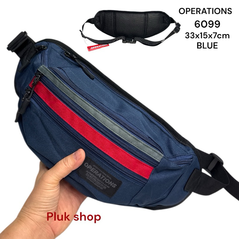 กระเป๋าคาดเอวใบใหญ่ OPERATIONS แท้ รหัส 6099 ผ้าไนลอน ผ้า2ชั้น ขนาด 33x15x7cm แบบสวย กันน้ำ แข็งแรง