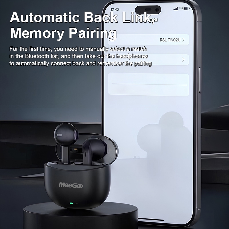 MeeGoo หูฟังบลูทูธไร้สาย TWS Bluetooth 5.4 ตัดเสียงรบกวน ขนาดเล็ก ใส่โดยไม่เจ็บ เปิดฝาเชื่อมต่อทันที