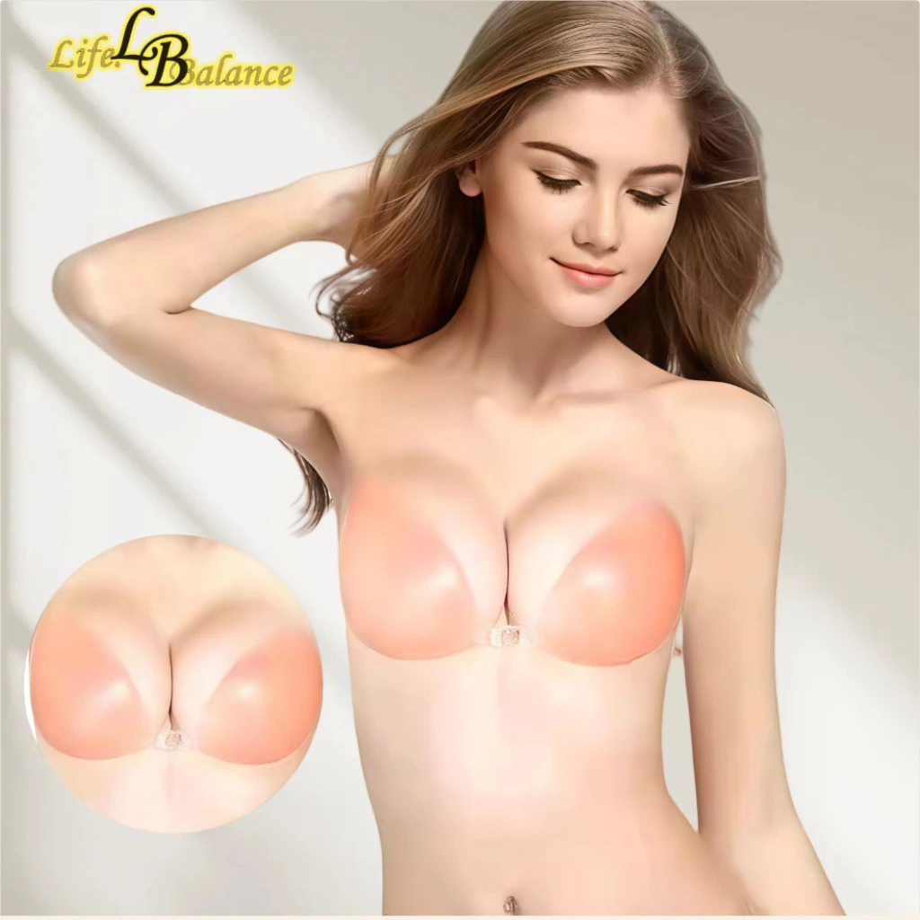 บราซิลิโคน LB#050 สติ๊กเกอร์หน้าอกซิลิโคนหนาขึ้น 2 เท่า บราปีก100% กันน้ำ บราติดทนนาน ติดแน่นชุดชั้นใน Woman Bra