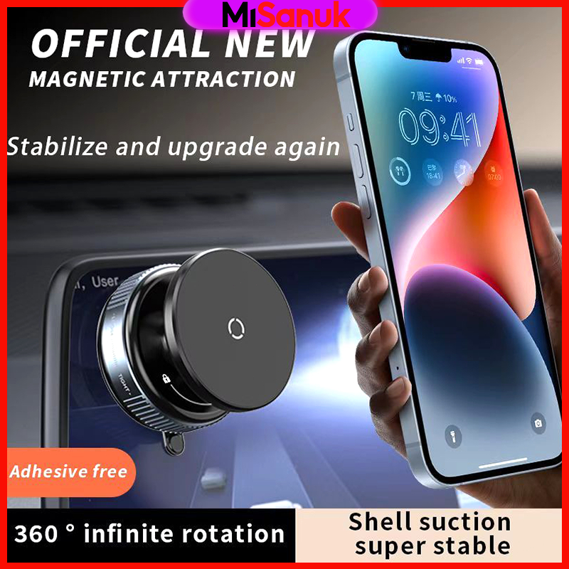 K009 แม่เหล็กสองชั้น หมุนได้ 360° ที่วางโทรศัพท์ในรถแบบดูดสูญญากาศ ขาตั้งมือถือพกพาขนาดเล็ก ขาตั้งโท