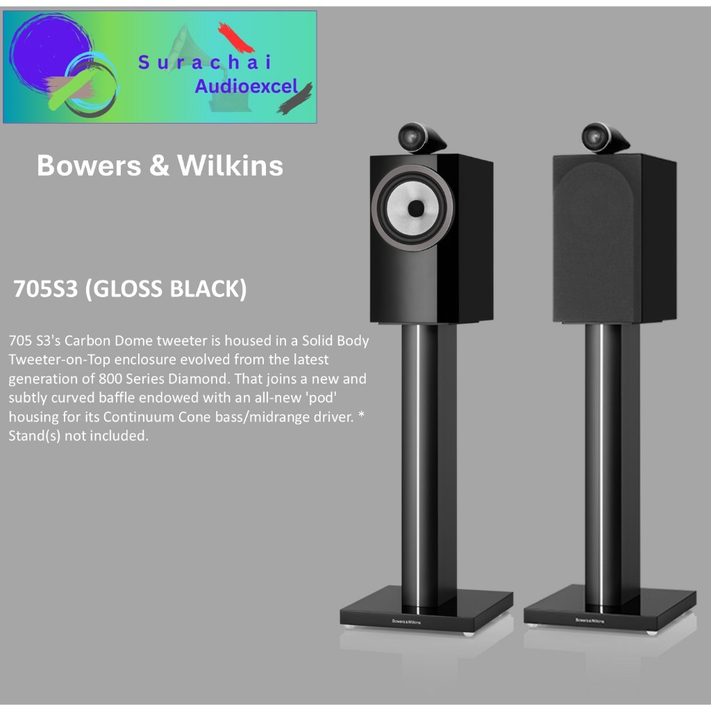 B&W : 705S3 (GLOSS BLACK) Bookshelf Speakers