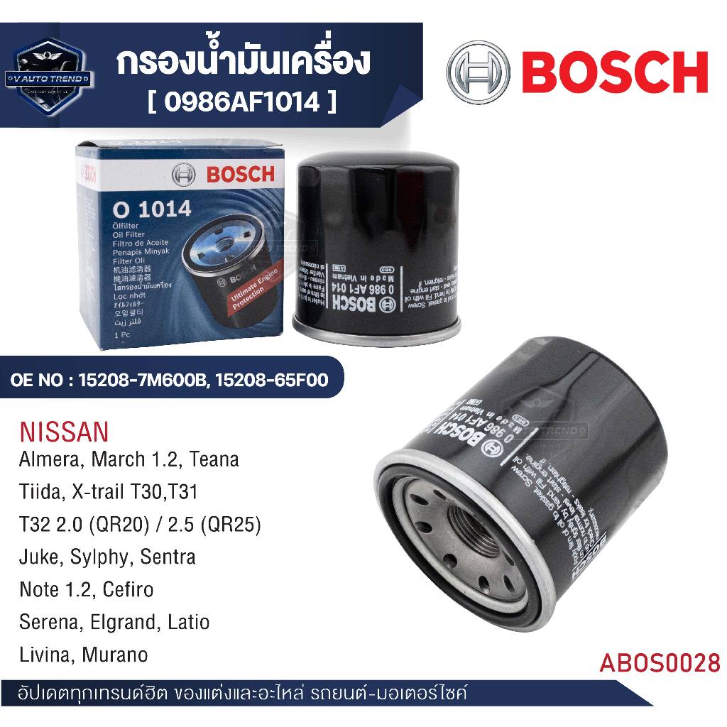 Bosch กรองครื่อง รหัส O 1014 NISSAN รุ่นAlmera , March 1.2,Teanaรุ่นเพิ่มเติมในรายละเอียด/0986AF1014
