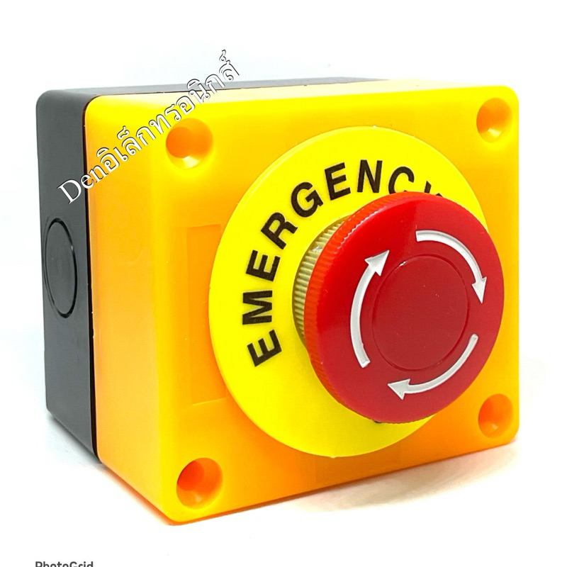 สวิตช์ดอกเห็ด SW กล่องควบคุม อีเมอร์ Emergency switch ขนาด 22 มิล  กดล็อค 1คอนแทค NC บิดแล้วเด้งกลับ(ได้ทั้งชุด)
