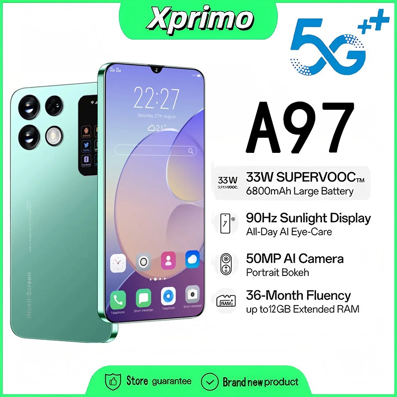 สมาร์ทโฟน A97 6.7 นิ้ว 5G 12+512GB โทรศัพท์ Android แบบเต็มหน้าจอขนาด ราคาถูก WIFI COD