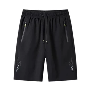 กางเกงขาสั้นกีฬาแห้งเร็วสำหรับผู้ชายไซส์ใหญ่ L-5XL ผ้าไหมน้ำแข็งระบายอากาศได้ดี เอวยางยืดหลวม
