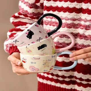 แก้วมัคลายแมว ดีไซน์น่ารักทันสมัย แก้วกาแฟเซรามิก เหมาะสำหรับเป็นของขวัญ ขนาด300ml