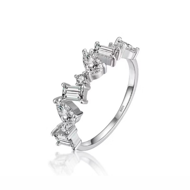 แหวน Modian Shiny Irregular Sterling Silver Plating Inlay Zircon Ring แท้ 💯%