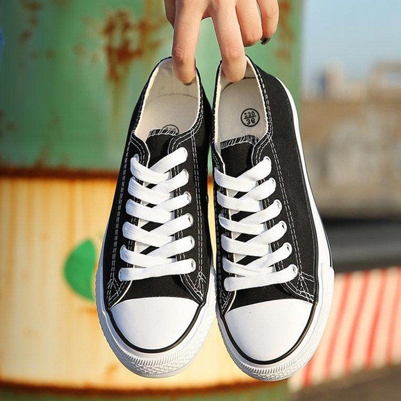 รองเท้าผ้าใบนักเรียนเกาหลี ส้นเตี้ย น้ำหนักเบา ใส่สบาย ไซส์ 36-44