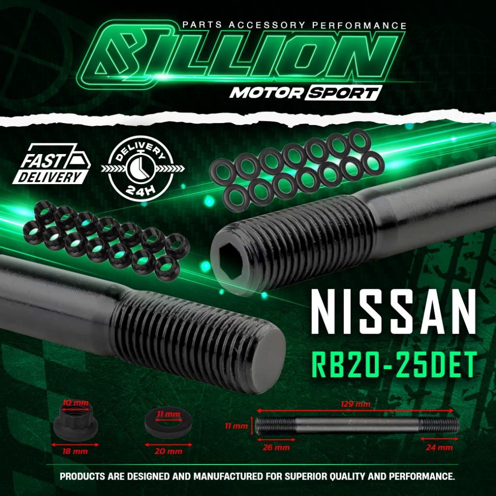 น็อตฝาสูบ Billion NISSAN เครื่อง(RB20-25DET)