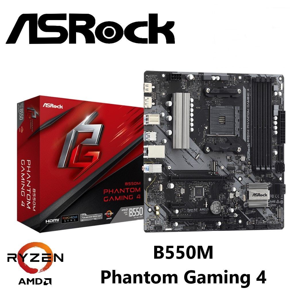 MAINBOARD (เมนบอร์ด) ASROCK B550M PHANTOM GAMING 4 (AMD SOCKET AM4 DDR4 MICRO-ATX)