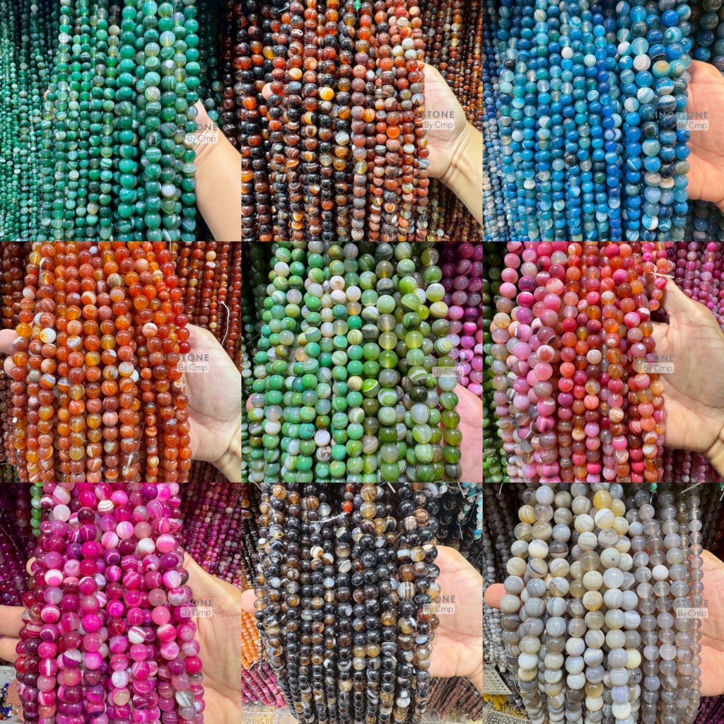 Sale หินเปล่านำโชคอาเกตแบบแพ็ค 10เม็ด ขนาด 8 10 12 14 มม. AGATE