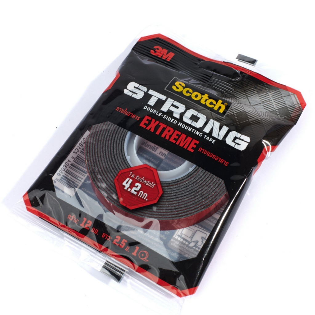 Scotch Extreme Tape 3M เทปกาว 2 หน้าแรงยึดติดสูง หน้ากว้าง 12 มม. X 2.5 ม. หนา 1.14 มม.