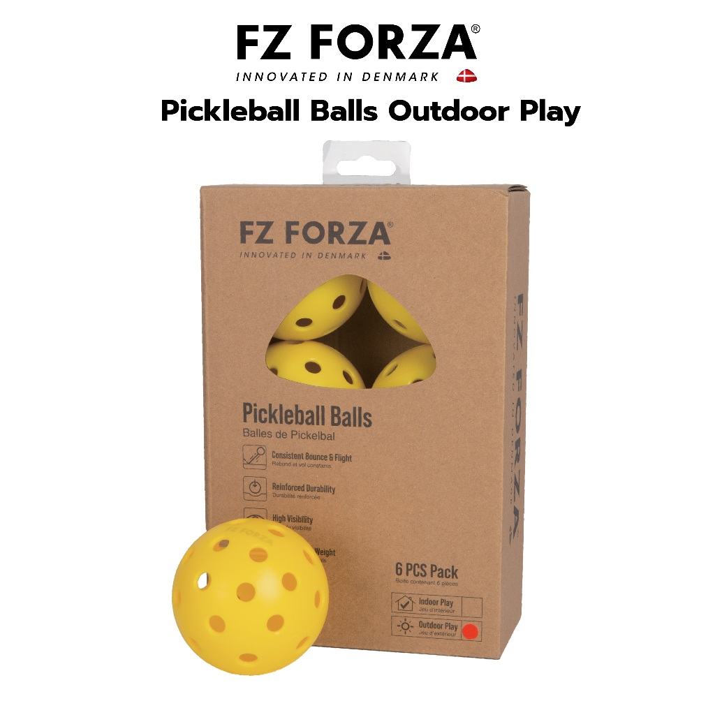 FZ FORZA ลูกพิคเคิลบอล (6 ลูก) Pickleball Balls เทคโนโลยีเดนมาร์ก มาตรฐาน USAPA ซ้อมและแข่ง (Indoor/Outdoor)