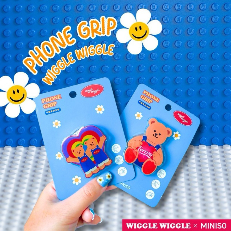 (สินค้าพร้อมส่ง) Wiggle Wiggle x miniso Phone grips Griptok กิ๊ฟต๊อก ที่ติดโทรศัพท์ ที่ยึดมือถือ ที่แปะมือถือ Wiggle