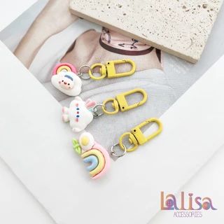 พวงกุญเเจสุดน่ารัก ลวดลายก้อนเมฆเเละสายรุ้งสุดน่ารัก alloy dogclips GM293