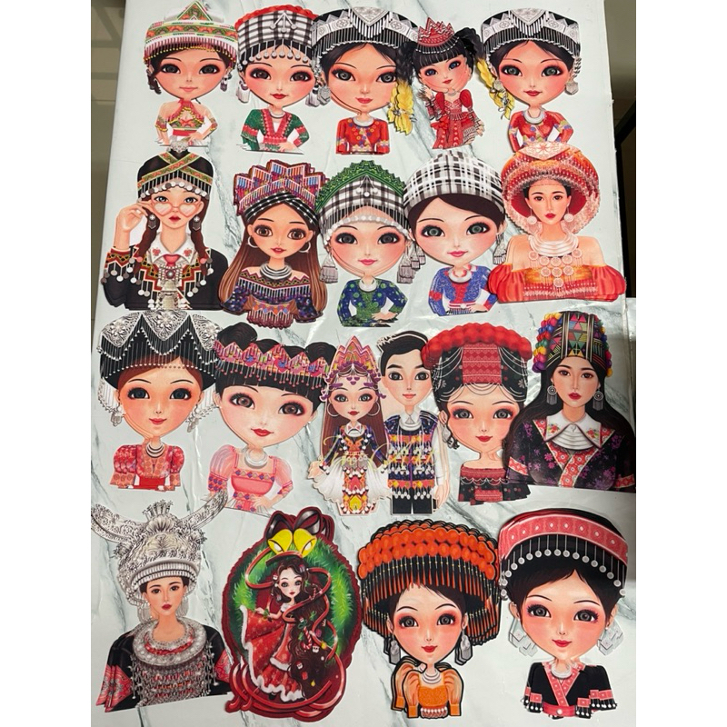 สาวม้ง สาวดอย งานผ้าพิมพ์  ตกแต่งเสื้อผ้าตกแต่งกระเป๋า ไม่มีกาวรีด