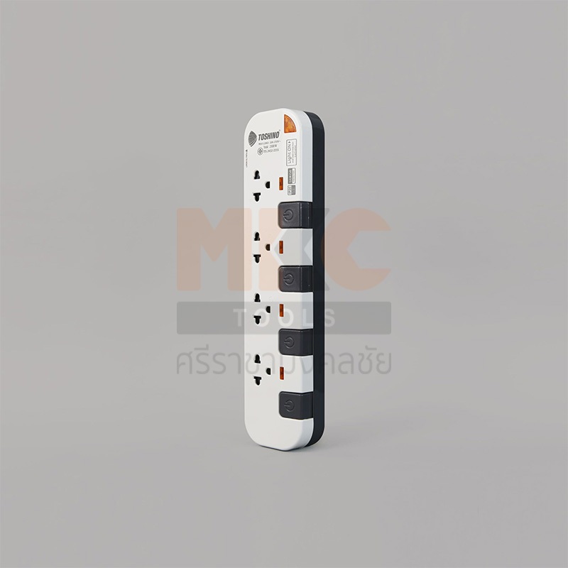 TOSHINO ปลั๊ก 4 ช่อง 4 สวิทซ์ 3 เมตร P4375-3M(WGS)